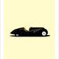 Beautiful hand drawn print of a black PEUGEOT 402  LÉGÈRE DARL’MAT Roadster on a cream background.