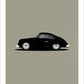 Beautiful hand drawn print of a black 1953 Porsche 356 on a light grey background.