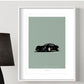 Framed car poster of a black 1967 ALFA ROMEO 33 STRADALE 