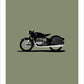 Classy and cool hand drawn poster of a black 1966 BMW R69S motorbike on an elegant green background.