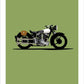 Beautiful hand drawn poster of a classic black and silver 1938 Brough Superior SS100 motorbike on an elegant green background.