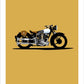 Beautiful hand drawn poster of a classic black and silver 1938 Brough Superior SS100 motorbike on an elegant tan background.