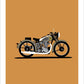 Classy hand drawn poster of a 1938 BSA Gold Star motorbike in cool grey on a tan background.