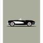 Original hand drawn poster of a magnificent black 1956 Chevrolet Corvette Roadster on a soft grey background.