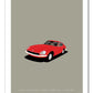 Original poster of a red 1970 DATSUN 240Z SERIES 1 COUPE on a grey background.