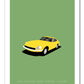 Original poster of a yellow 1970 DATSUN 240Z SERIES 1 COUPE on a green background.