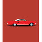 A beautiful original poster of a red 1966 DODGE CORONET 500 on a red background
