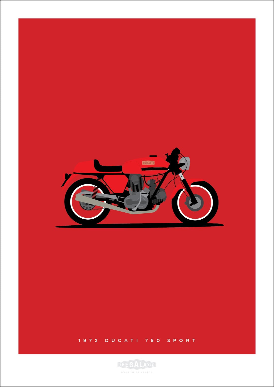 Original poster of a red 1972 DUCATI 750 Sport.