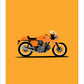 Beautiful original poster of A 1972 yellow Ducati 750 Sport on a yellow background.
