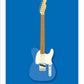 FENDER TELECASTER 1953 Blue 1 - The Galaxie Design ClassicsBeautiful hand drawn poster of a totally stunning blue 1953 Fender Telecaster on a rich blue background.