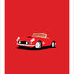Beautiful original poster of a gorgeous red 1960 Ferrari 250 California convertible on a red background