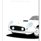Beautiful original poster of a gorgeous white 1960 Ferrari 250 California convertible on a white background