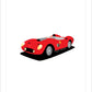 An original poster of a red 1956 Ferrari 250 Testarossa 1956 on a red background