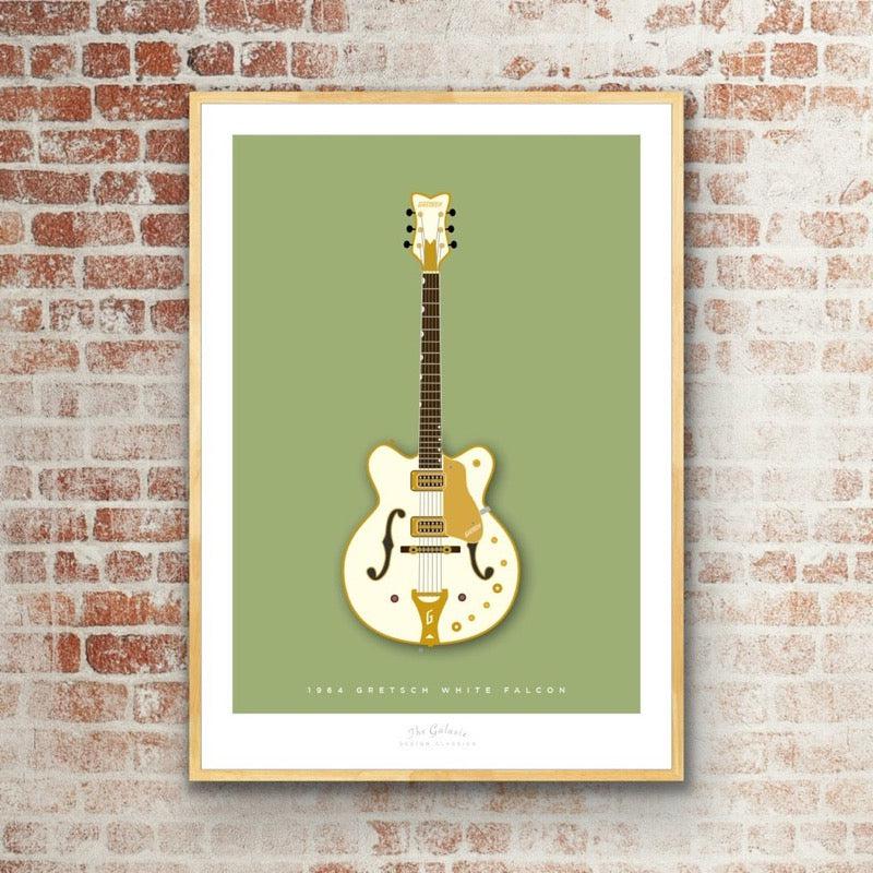 GRETSCH 1964 WHITE FALCON White - The Galaxie Design Classics guitar poster