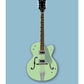 Hand drawn print of a green 1962 Gretsch 6118 Double Anniversary guitar on a blue background.