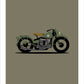 Hand drawn print of a classic khaki green 1942 Harley Davidson WLA on an olive background.