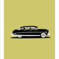 Hand drawn print showing a black 1953 Hudson Hornet on a green background.