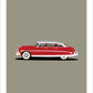 HUDSON HORNET 1953 Red - The aHand drawn print showing a red 1953 Hudson Hornet on a grey background.Galaxie Design Classics