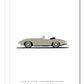 Hand drawn poster of the rear end of a silver 1970 Jaguar E-Type Roadster on a white background.