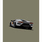 Hand drawn poster of a silver 2021 Lamborghini Countach LPI 800-4 on a green background.