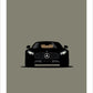 Hand drawn poster of a black 2017 Mercedes-AMG GT R on a cool grey background. 