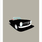 This is a hand drawn poster of a stunning black 1962 Mercedes Benz 230 SL roadster on a soft great background