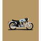 Beautiful hand drawn print of a light blue 1968 Norton 650 SS Dominator on a caramel coloured background.