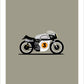Beautiful hand drawn print of a grey 1962 Norton Manx with a yellow racing number 3 on a light grey background.