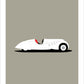 Beautiful hand drawn print of a stunning white PEUGEOT 402  LÉGÈRE DARL’MAT Roadster on a light grey background.