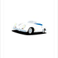 Beautiful hand drawn print of a white 1954 Porsche 356 Speedster on a white background.
