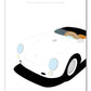 Classic hand drawn print of a white 1955 Porsche 550 Spyder on a white background.