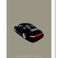 Stylish hand drawn print of a black 1975 Porsche 911 Carrera on a light grey background.