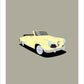 A beautiful hand drawn print of a classic cream 1951 Studebaker Champion convertible on a cool grey background.