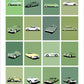 A green themed original car poster showcasing 16 classic cars,  featuring Porsche, Mercedes Benz, Ferrari, Jaguar, Studebaker, Buick, Cadillac and more.